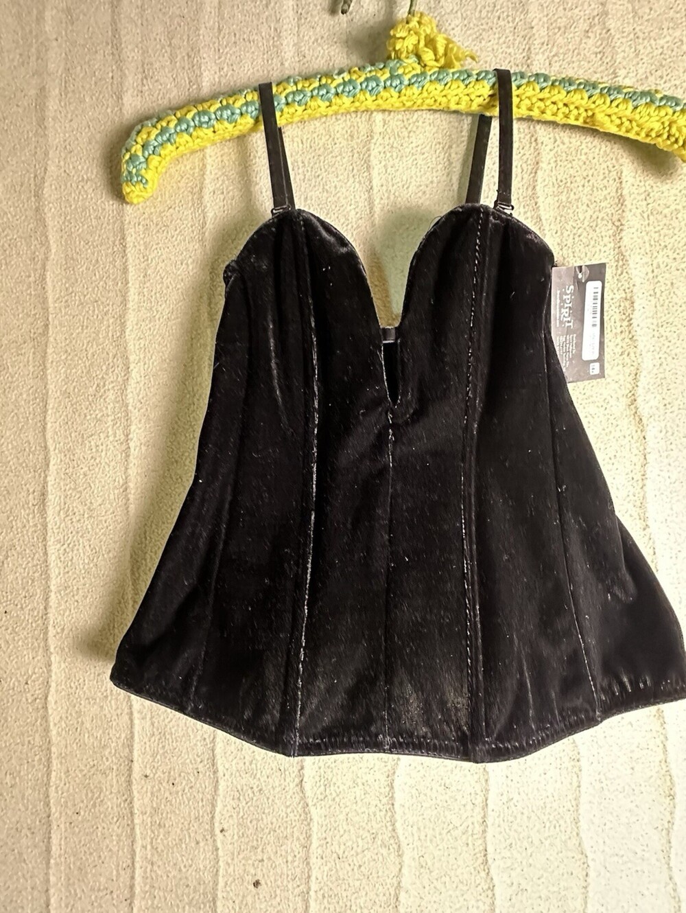 Spirit Halloween black  Velvet Corset Top Goth Vamp Costume Layering Whimsy  Xs